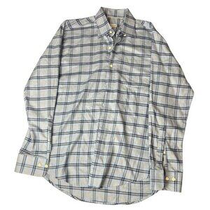 Peter Millar Shirt Mens‎ M White Blue Plaid Long Sleeve Button Down H1